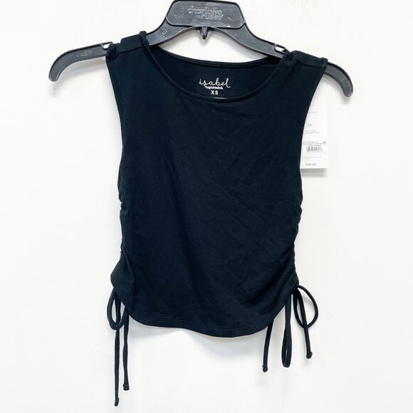 Isabel By Ingrid & Isabel Black Sleeveless Ruched Side Tie Tank Maternity Top XS - Picture 2 of 6